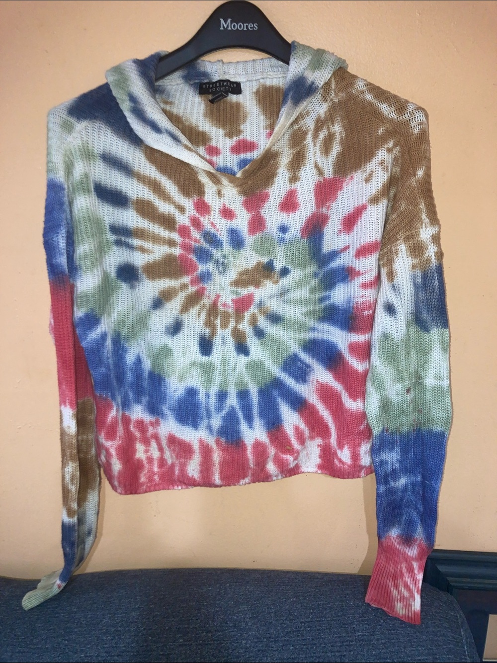Streetwear Society Tie-Dye Cowl Sweater - Blue, Red, Green, Brown